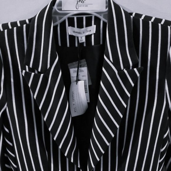 Chandi & Lia Black/White Striped Blazer Size S NWT - Picture 2 of 7